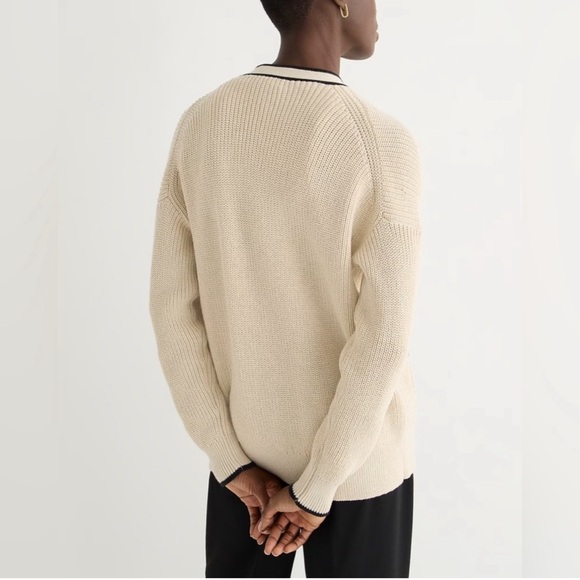 J.Crew Tipped V-neck cotton cardigan sweater, M - Picture 3 of 6